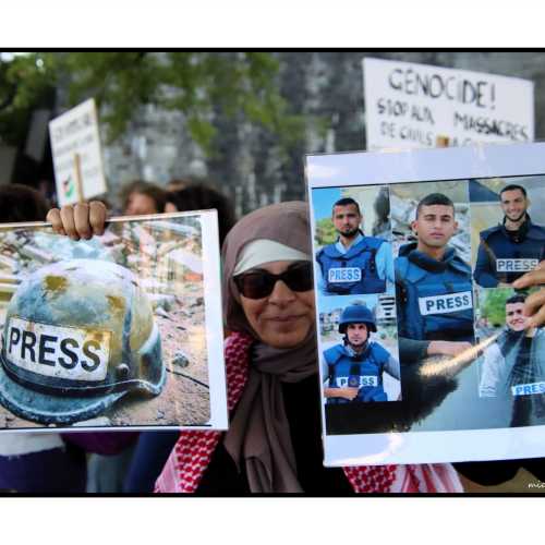 2025-08-18, Parlement de Wallonie à Namur : Stop génocide à Gaza ! Photo : Michel Wittek.