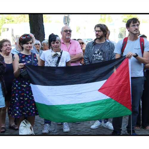 2025-08-18, Parlement de Wallonie à Namur : Stop génocide à Gaza ! Photo : Michel Wittek.