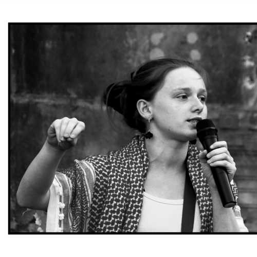 2025-08-18, Parlement de Wallonie à Namur : Stop génocide à Gaza ! Photo : Michel Wittek.