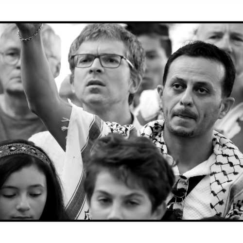 2025-08-18, Parlement de Wallonie à Namur : Stop génocide à Gaza ! Photo : Michel Wittek.