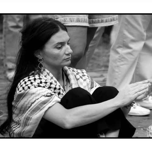 2025-08-18, Parlement de Wallonie à Namur : Stop génocide à Gaza ! Photo : Michel Wittek.