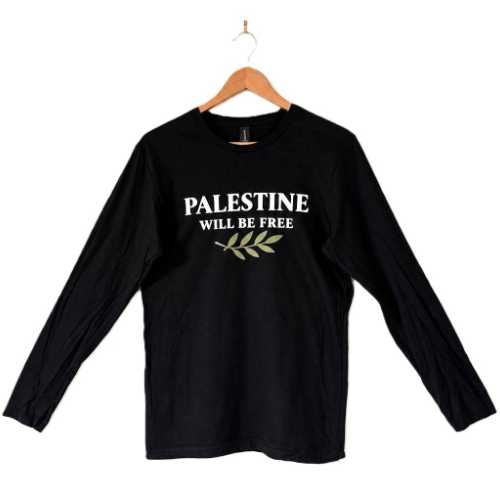 T-shirt 7 - Palestine will be free - Black, long sleeves